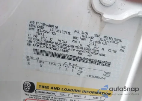 2025 Ford Expedition Platinum z USA, uszkodzony, nr VIN 1FMJU1MG7SEA03839